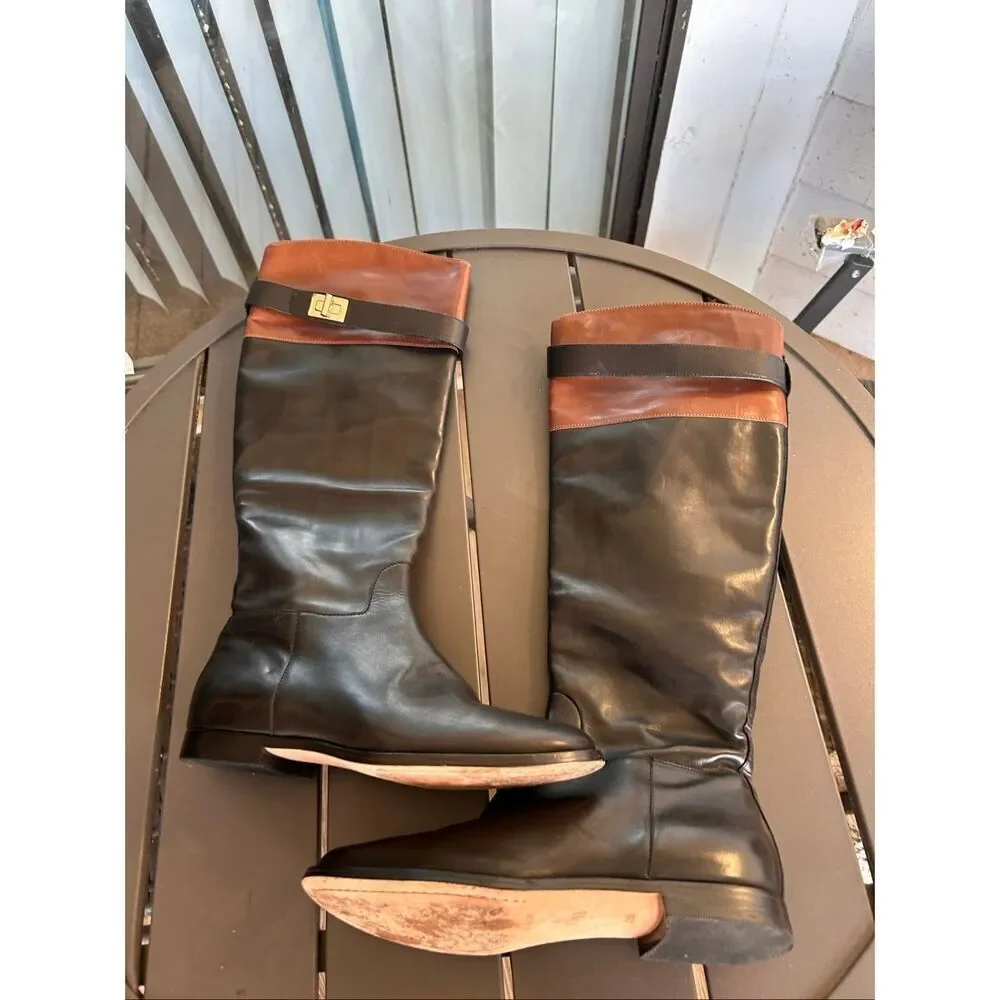 Cole Haan Air Daelin Riding Boots Black Brown Size 5.5 B